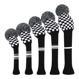 Scott Edward Golf Head Covers for Woods 5 PCS Knit Golf Club Cover Driver Cover*1 Fairway Wood*2 Hybrid (UT)*2