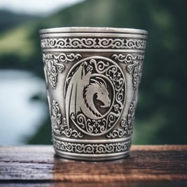 Dungeons and Dragons Themed Metal Shot Glasses (Antique Pewter)