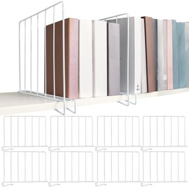 Whonline Shelf Dividers, 8 Pack Closet Organizer for Clothes, Metal Dividers for Wood Shelves, Steel Separator for Bedroom Wardrobe Kitchen Cabinet