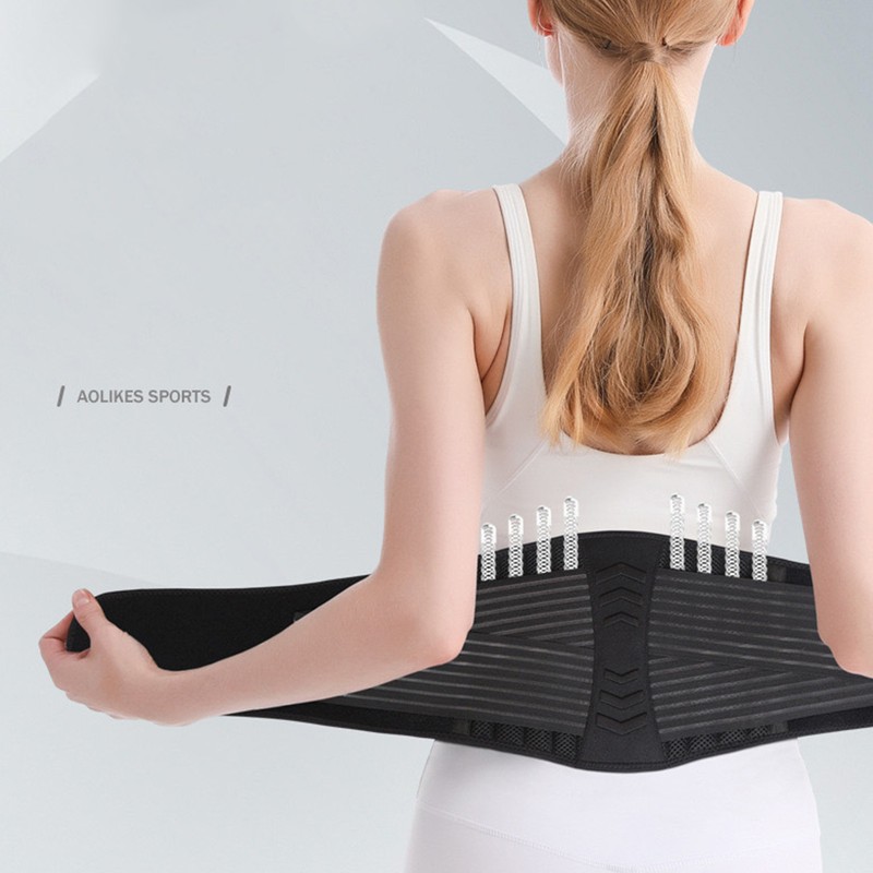 Lower Back Support Belt Black Good Breathability Wear Resistant Adjustable