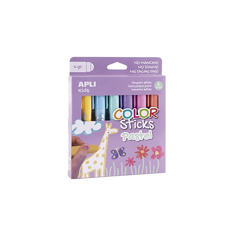 APLI Kids 18881 - Colour Sticks Pastel Colours - Solid