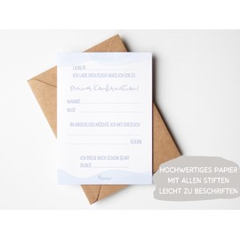 10 Confirmation Invitation Cards with Envelopes, Modern Invitations Confirmation, Minimalist Invitation Cards Fish to Fill in for Boys and Girls (Invitation Confirmation Fish)