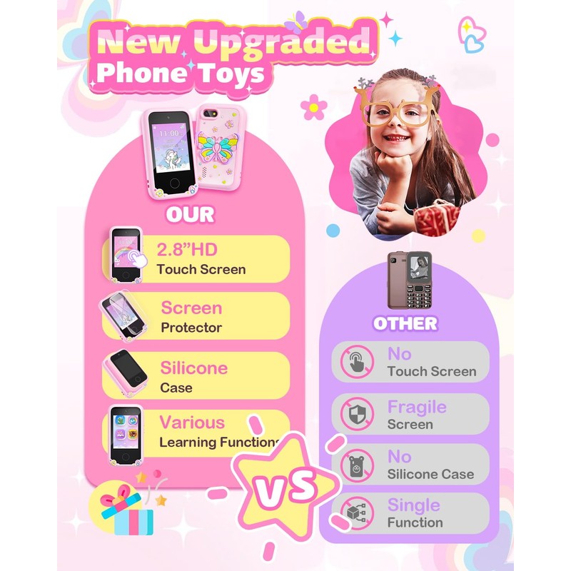 Eltrynic Kids Smart Toy Phone Girls Toy, Toddler Touchscreen Game