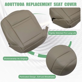 NLQR Front Driver Side Bottom Replacement Seat Cover Tan Microfiber Leather Compatible with Toyota Land Cruiser 1990 1991 1992 1993 1994 1995 1996 1997