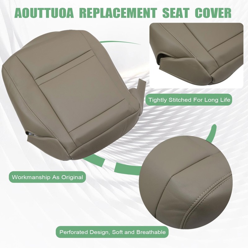 NLQR Front Driver Side Bottom Replacement Seat Cover Tan Microfiber