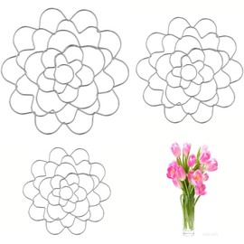 Floral Grid for Arrangement,3Pcs Flower Lid Arranger, Floral Flower Grid Stainless Steel Lid Metal Flower Insert Lid Flower Arrangement Holder,Flower Stem Holder, Stainless Steel Flower Frog,Silver