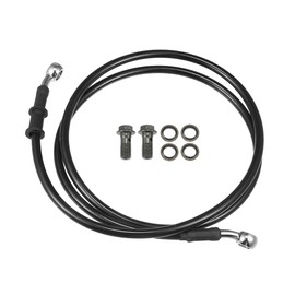 Motoforti Universal Brake Hose Motorcycle ATV Dirt Bike Motocross Braided Hydraulic Brake Line Oil Hose Pipeline, 130cm, Metal, Black Silver Tone, 1 Set