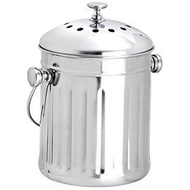 Eddingtons Mini Tabletop Compost Pail/Tea Bag Bin-Stainless Steel, 2.25 Litre, Silver