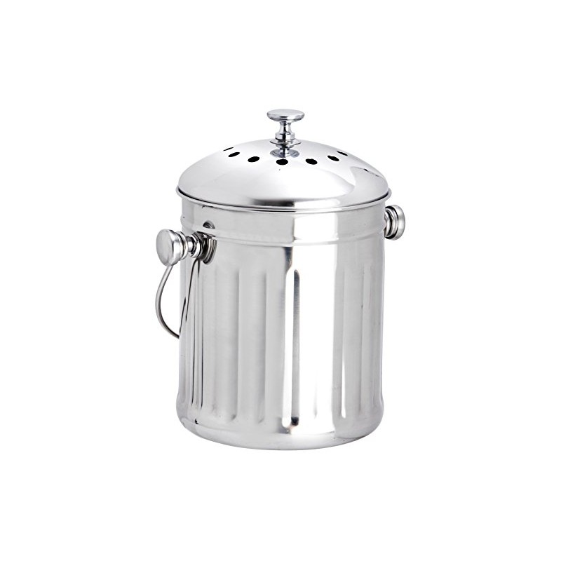 Eddingtons Mini Tabletop Compost Pail/Tea Bag Bin-Stainless Steel, 2.25 Litre,