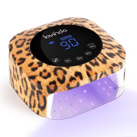Lavinda LED Nail Lamp UV Light for Gel Nails 54W Cordless Rechargeable UV Lamp Nail Light with 4 Timer, 2X Faster Professional Gel Polish Curing Nail Dryer for Salon Use-Leopard Print