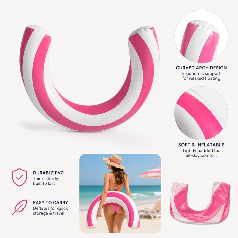 U-Shaped Inflatable Pool Float for Summer Fun – Striped PVC