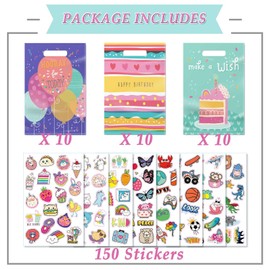 momoake Goodie Bags for Birthday Party, 30 PCS Party Favor Bags With 150 Stickers for Kids, Small Treat Gift Bag for Birthday Decorations
