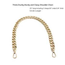 Xiazw Sturdy Metal Bag Chain Purse Strap Chain Shoulder Strap Bag Strap Replacement for Handbags 65 cm (Light Gold)