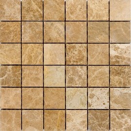 2" x 2" Marble Polished/Tumbled Mosaic in Emperador Light