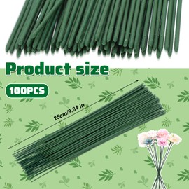 Classicseali 100PCS Floral Wire, Diameter 2mm Green Wire Stem, Durable DIY Wires Stems for Flowers, for Making Holiday Decorations, Wiring Fresh Flowers, Floral Arrangements