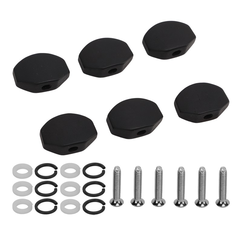 6Set Guitar Tuning Peg Buttons Ebony Metal Tuner Machine Head