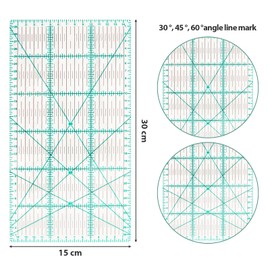 MANUFORE Quilting Ruler 15 x 30cm Sewing Acrylic Ruler Anti-slip Metric Ruler DIY Quilting Tools with Clear Printed Lines for Precise Cutting
