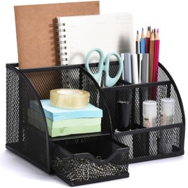 Office World Metal Desk Organiser Space Saving for Office, School and Room - Durable and Stylish Storage Organiser - Desk Accessories