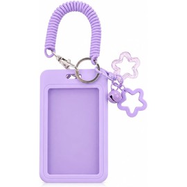 Tarjetero de Identificación de Silicona, con Llavero Retráctil y Dijes de Estrella, Porta Credenciales para Tarjetas de Identificación, Tarjetas de Acceso y Pases.