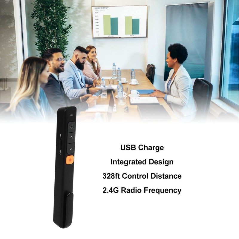 Laser Pointer Black USB Receiver Plug and Play Rechargeable Presentation