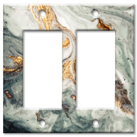Art Plates 2-Gang Rocker (Decora) OVERSIZE Switch Plate/OVER SIZE Wall Plate - Gold Granite