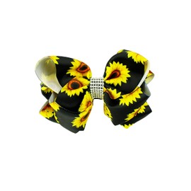 Big Jumbo Bow Hair Clips for Girls - Sunflower Hair Bow Pins BBG56 (Black Bow)