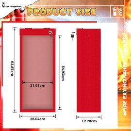 Zonon Fire Extinguisher Cabinet Wall & Surface Mount Steel Cabinet Red Fire Extinguisher Holder Case with Handle for Indoor Outdoor, 24.75" x 10.25" W x 7" D