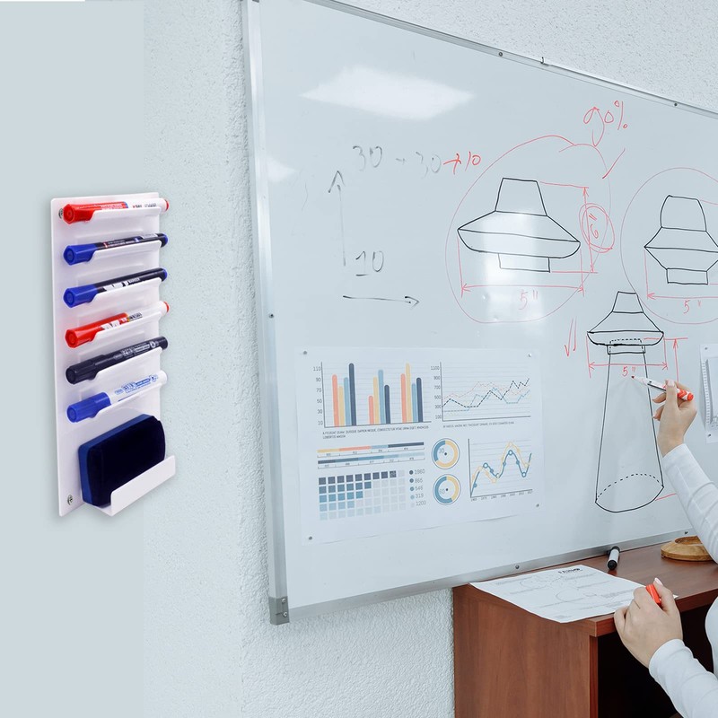 Wall Mount for Dry Eraser Whiteboard Marker with 7 Slots