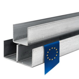 Stahl-Shop24 - Galvanised steel side wall profile U-profile, DIN 50976, steel profile, encased profile, U-profile steel, U-steel, U-iron - material: S235JR, length: 1000 mm, dimensions: 20 x 20 x 1.5