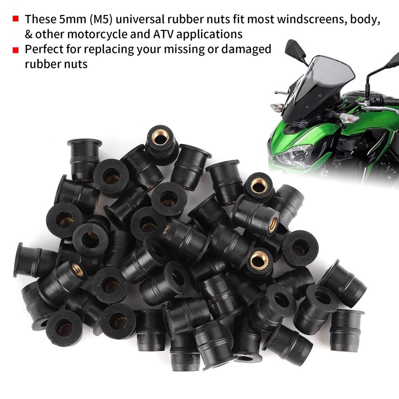 aqxreight - M5 Rubber Nuts Black 5mm Metric Motorcycle Windshield