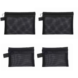 Mirhua Pouches, Set of 4, Mesh Cosmetic Pouch, Gray, Makeup Pouch, Small Accessories, Hanging, Mini, Ultra Lightweight, Thin, Compact, Portable, Everyday Use, Travel, Convenient, Business Trip