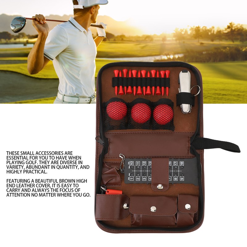 6 in 1 Golf Accessory Bag PU Leather with Tees