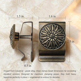 Tapestry Wall Hanging Clamps 4PCS 1.6x2.5" Quilt Hangers Metal Wall Clips for Blanket Rug and Carpet Display (BRONZE)