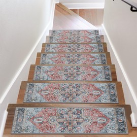 OJIA Non-Slip Stair Treads for Wooden Steps 30"x8" Indoor Stair Runner 15PCS Residue-Free Rubber Backed Carpet Stair Treads Staircase Step Treads Soft Stair Rugs Mats for Kids and Dogs