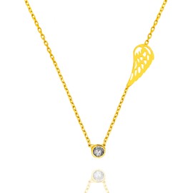 DALMARKT June BirthStone Necklace, Light Amethyst necklace with angel wing, 925 sterling silver gold Filled necklace for women, perfect jewelry gift, Angel Wing Necklace for Women (Purple Stone)