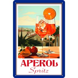 30 x 20 cm Retro Tin Sign, Bar Sign, Cocktail Recipe, Summer Feeling - Aperol Spritz - Prosecco (Italy)