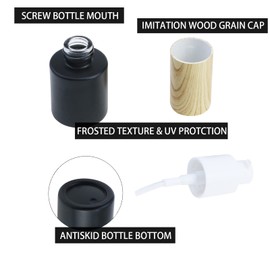 Tighall 3 Pack 30ml Black Glass Pump Bottle 1oz Empty Refillable Container Dispenser Storage Vial Travel Bottle Foundation Containers Cosmetic Pump Bottle for Cream Hair Oil Samples