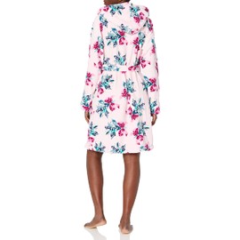 Vera Bradley Women's Plush Fleece Robe (Extended Size Range), Happiness Returns Pink, Large - Extra Large
