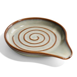 Spoon Rest for Stove Top, Large Ceramic Spoon Holder for Kitchen Counter, Heat Resistant Cooking Utensil Rest, Dishwasher Safe 5.1 Inch by ANTIS’S HOME (Green)