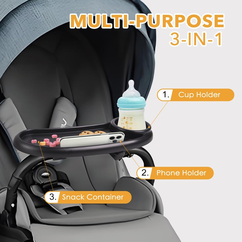 Snack Tray Compatible with Mockingbird,Nuna,Evenflo Stroller,Adjustable Stroller Snack Tray with