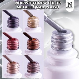 noirwhite Chrome Gel Nail Polish, 7 Colors 10ml Mirror Gel Polish Set Holographic Silver Gold Red Blue Metallic Gel Polish with Base and Top Polish Soak Off Uv Led Light Manicure Nail Art Kit