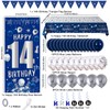 14th Birthday Decorations for Boys Girls, Blue Silver Happy 14th