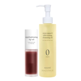 NOONI NOONI Korean Vegan Lip Oil - Appleginseng, 0.12 Fl Oz + Korean Cleansing Oil - Snow Aqua 0 LHA Toning Pore Care Facial Oil Cleanser, 6.76 fl.oz Bundle