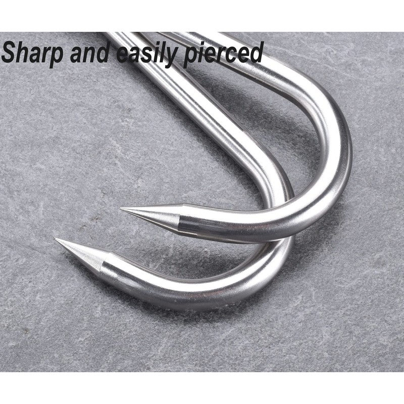 HONSHEN 12mm Heavy Duty Meat Hooks,8 inch Stainless Steel S-Hooks