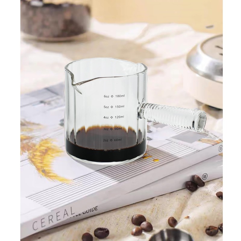 Steviieden Glass Espresso Cup 6 OZ, Double Shots Measuring Cup
