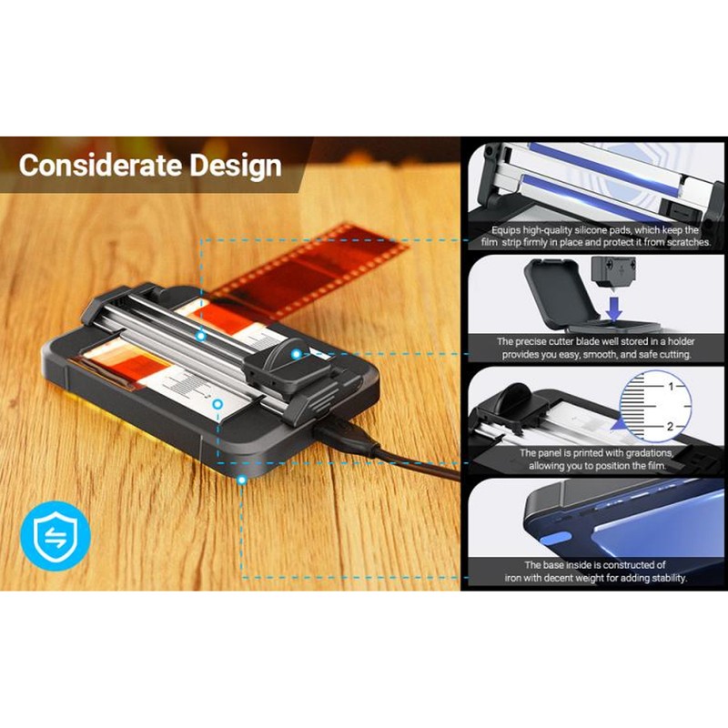 35mm Film Cutter 11 Levels Adjustable LED Backlight USB C