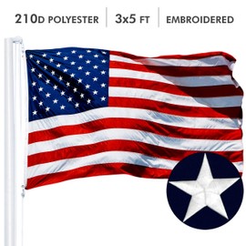 G128 Combo Pack: USA American Flag 3x5 Ft Embroidered Stars & California State Flag 3x5 Ft Embroidered Double Sided 3ply