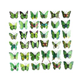 Pack of 20 Butterflies Decoration, Colourful Butterfly Decoration with Safety Pins, PVC Butterfly Brooch, 3D Butterfly Stickers, Craft for Room Decoration, Decoration Curtains, Dining Table, Office