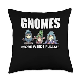 Garden Gnome Garden Design Gnomes Weeds Please Garden Gnome Throw Pillow, 18x18, Multicolor