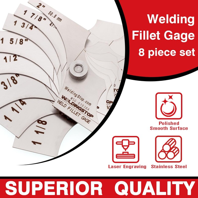 Welding Fillet Gage 8 piece set 1-1/8-2 Inch Measure tool